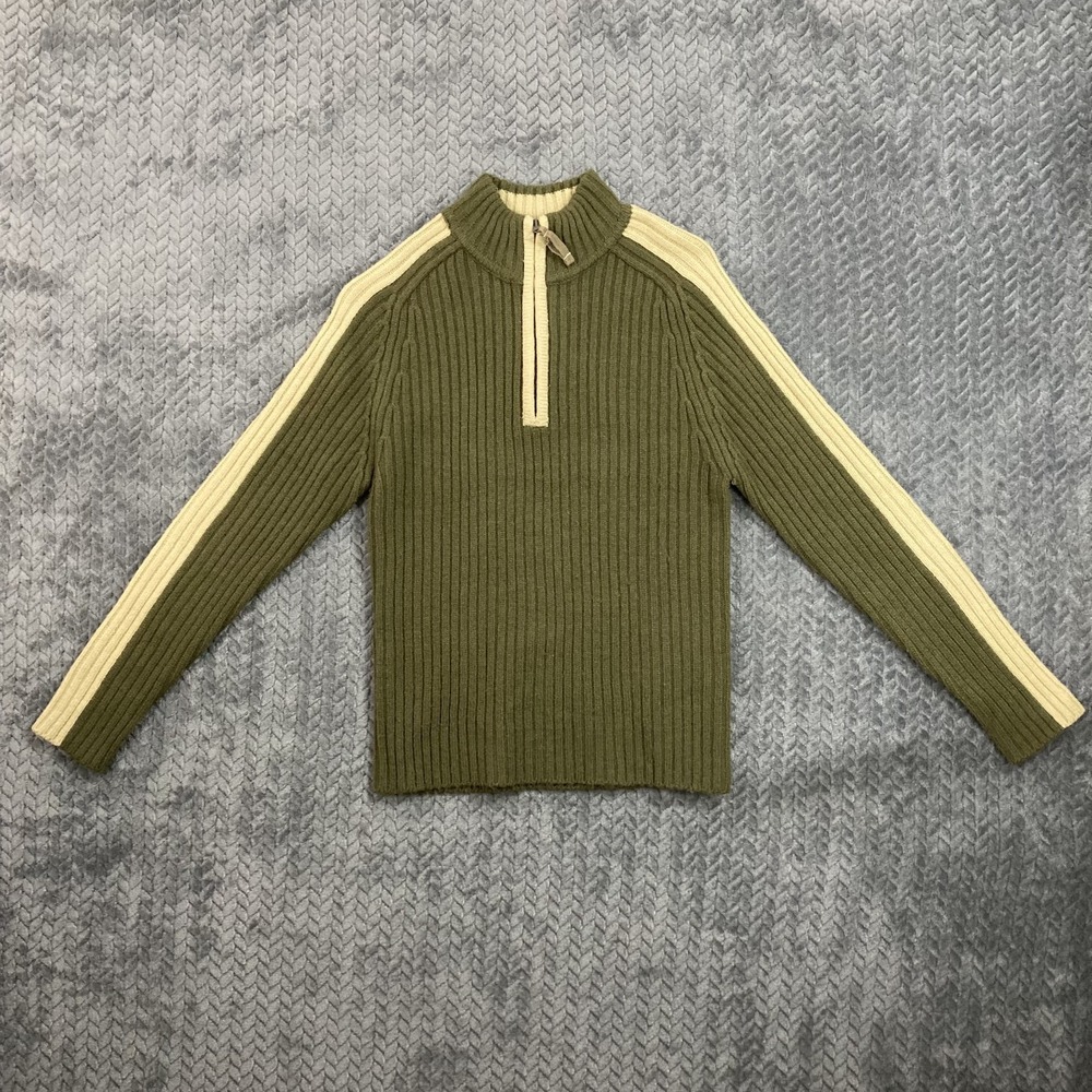 Modern Culture Sweater Women S Y2K Green 1/4 Zip Ribbed Knit Fall